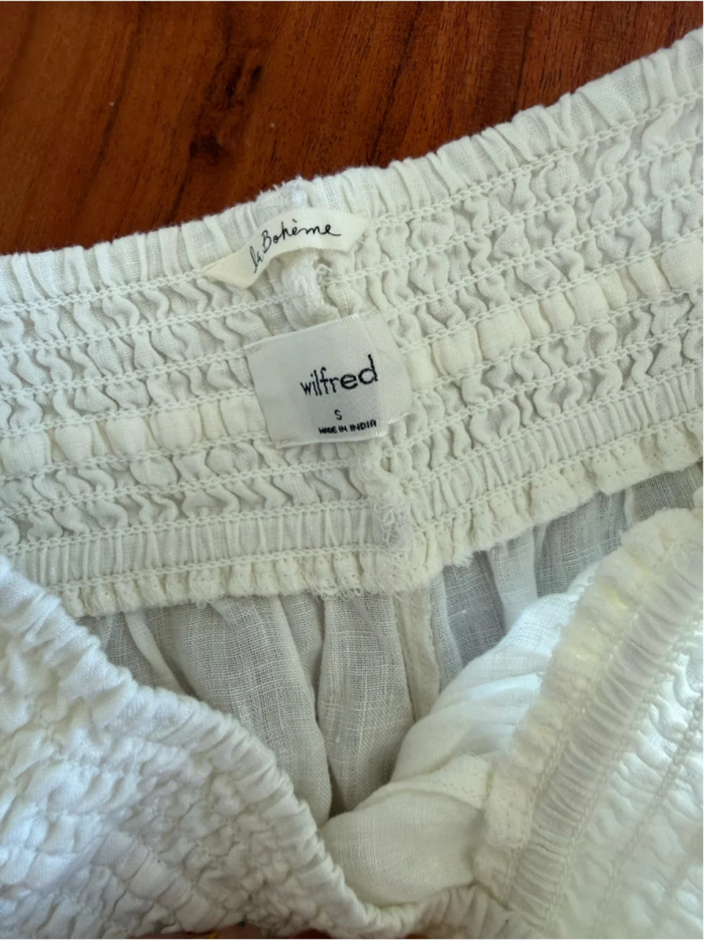 Women's Wilfred Le Boheme White Linen Wide Leg Pants S